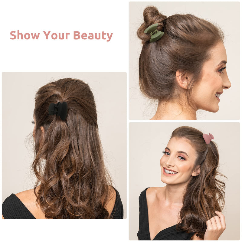 [Australia] - 12 Pcs Lolalet Small Hair Clips 1.5” for Women Girls Kids, Mini Claw Hair Clips for Thick Thin Fine Medium Hair Nonslip Mini Hair Clips Strong Matte Stylish Acrylic Hair Clamps Hair Accessories Set 1- Cream White/Dark Green/Dark Pink/Black/Brown 