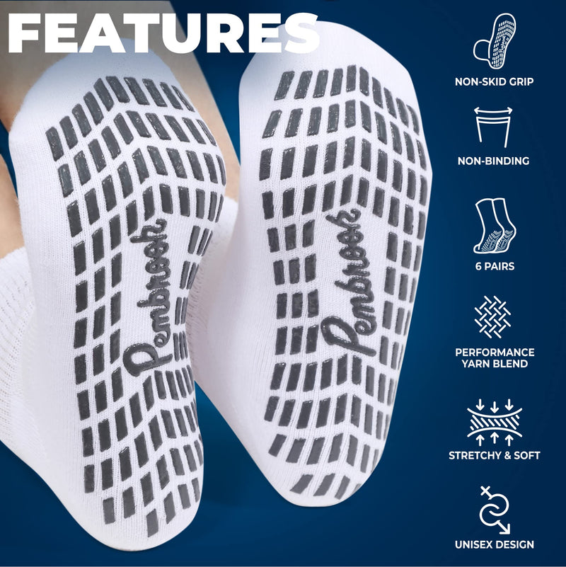 [Australia] - Diabetic Ankle Socks for Men & Women with Grips | 6 Pairs 1/4 Length Wide Non Binding Non Slip Diabetic Socks for Men & Women Multicolored - 6 Pairs Large 