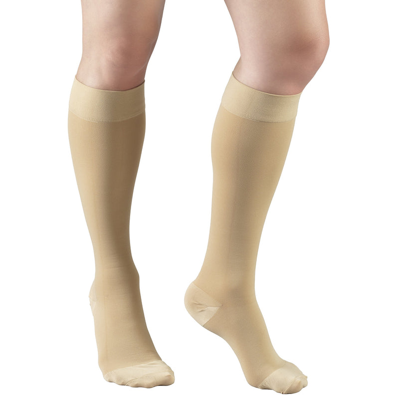 [Australia] - Truform 15-20 mmHg Compression Stockings for Men and Women, Knee High Length, Closed Toe, Beige, Medium Medium (1 Pair) 