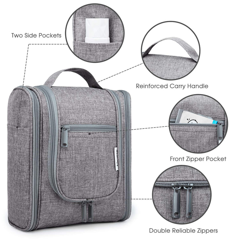 [Australia] - Hanging Travel Toiletry Bag Cosmetic Make up Organizer for Women and Men (Grey-2) 