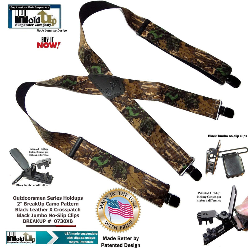 [Australia] - HoldUp Suspender Company Outdoorsmen Series Breakup Camouflage Pattern X-Back Suspenders with Patented Patented No-slip Clips 