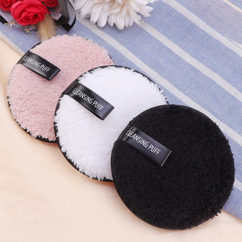 [Australia] - Frcolor 3pcs Double-Side Foundation Cosmetic Powder Puff Cloth Towels Washable Makeup Rmover Puff Sponge for Facial Cleansing 