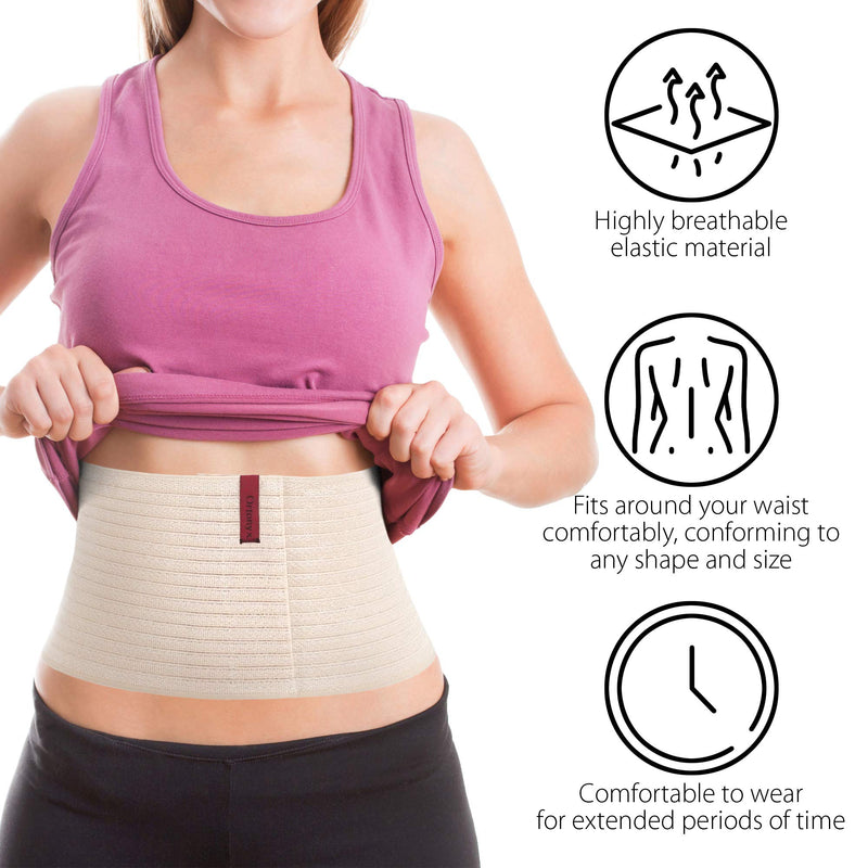 [Australia] - ORTONYX 6.25" Abdominal Binder for Men and Women / Postpartum Post-operative Post-surgery Wrap / Abdomen Navel Umbilical Hernia Support Belt / 524006 Beige S/M Small/Medium (Pack of 1) 