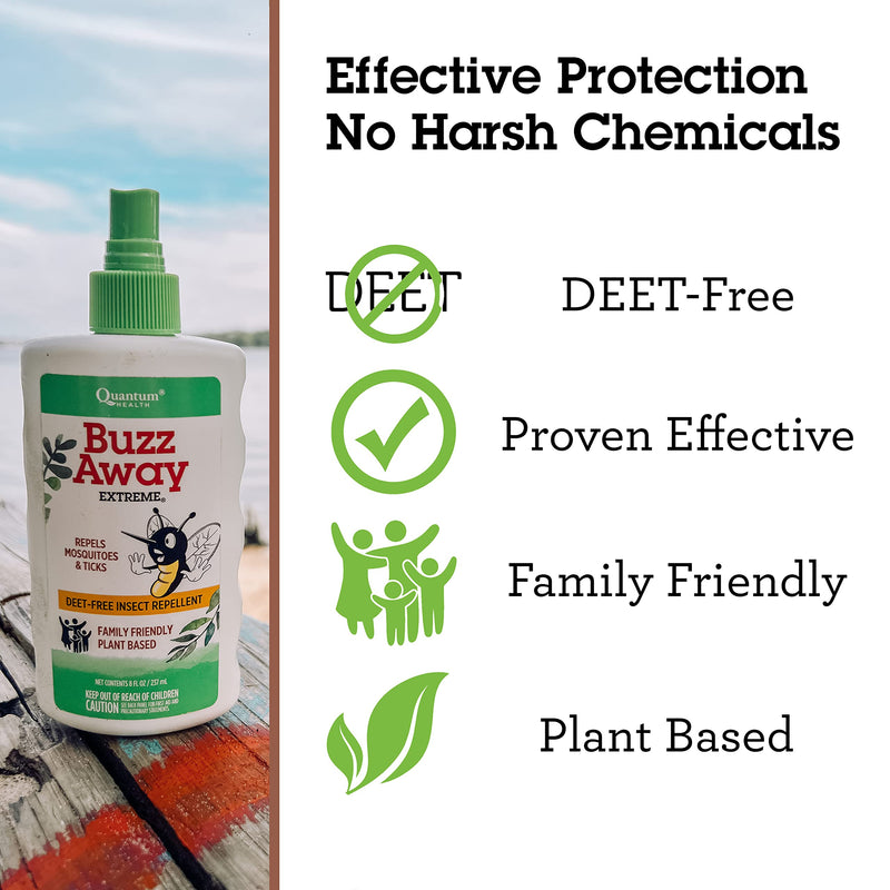 [Australia] - Quantum Health Buzz Away Extreme - DEET-free Insect Repellent, Essential Oil Bug Spray - Small Children and Up, Travel Friendly, 4 Fl Oz 