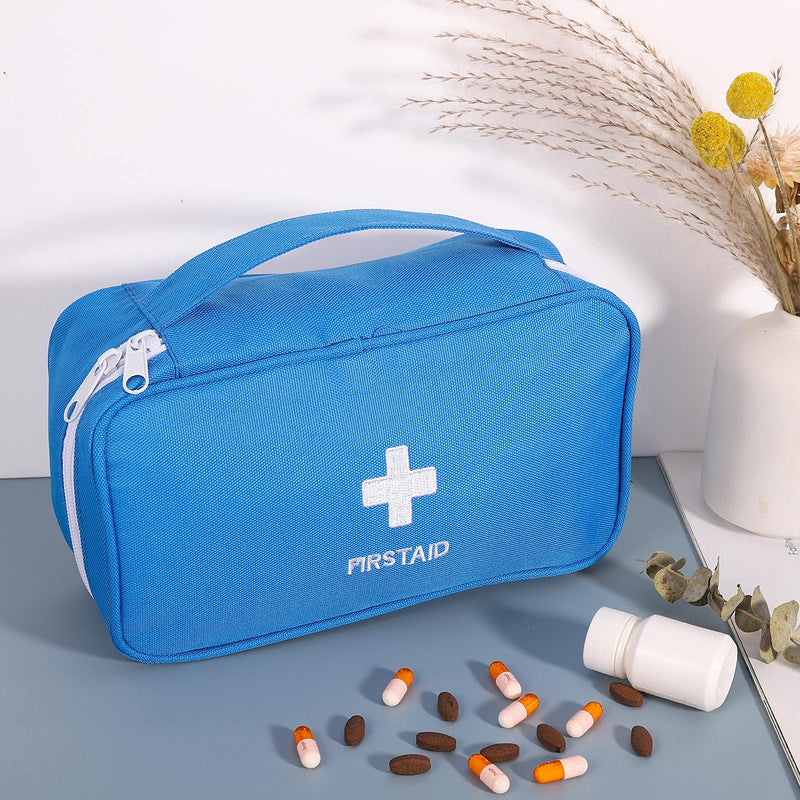 [Australia] - upain First Aid Bag Empty Small Medical Kit Pouch Travel Emergency Pouch Lightweight Medicine Storage Bag Multifunctional Layered for Emergency Home Office Car Outdoors Boat Camping Hiking Blue-a 