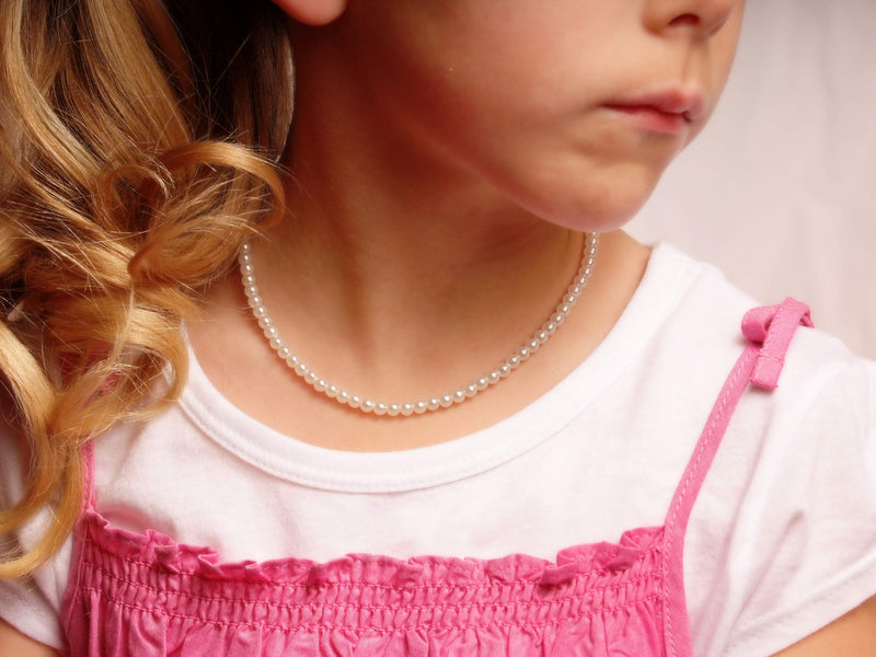 [Australia] - Children's Sterling Silver Flower Girl Swarovski Pearl Bracelet and Necklace Set For Girls, 4mm Bracelet-Necklace SET-LG (6-12 yr) 
