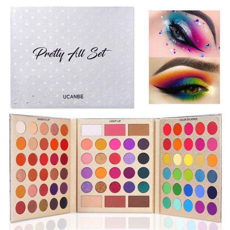 [Australia] - UCANBE Professional 86 Colors Eyeshadow Palette with 15pcs Makeup Brushes Set Matte Glitter Long Lasting Highly Pigmented Waterproof Contour Blush Powder Highlighter All in One 