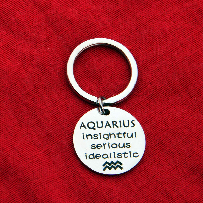 [Australia] - AKTAP Zodiac Key Chain Zodiac Constellation Sign Symbol Keychain Birthday Gift for Women Girls Aquarius 