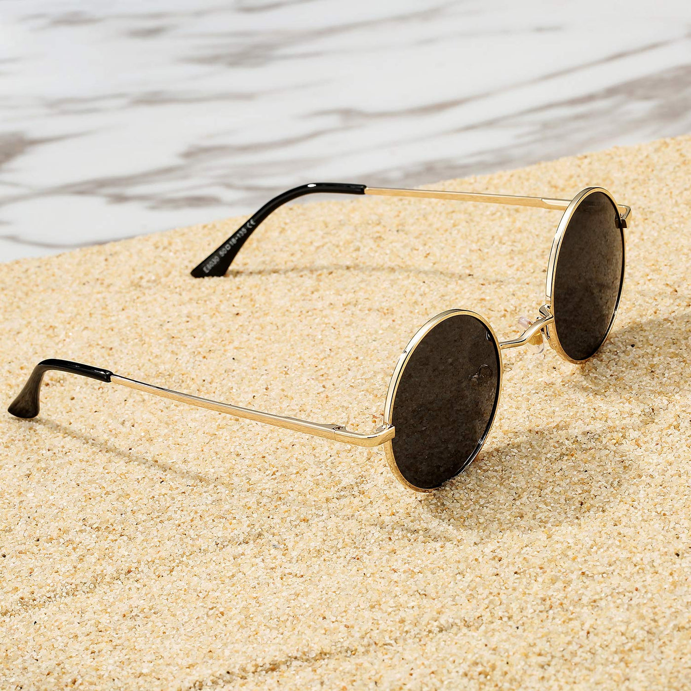 Pro Acme Retro Small Round Polarized Sunglasses for Men Women John Lennon  Style C1 Gold Frame/Black Lens 45 Millimeters