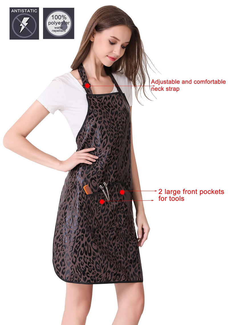 [Australia] - Hair Stylist Apron for Salon Hairdresser, Barber Haircut Styling Apron With Pockets-Leopard Print Leopard Print 