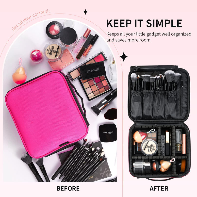 [Australia] - Travel Makup Bag Docolor Cosmetic Bag for Women, Waterproof Toolbox Makeup Brushes Bag with Compartment Removable Dresser Organizer Rose 
