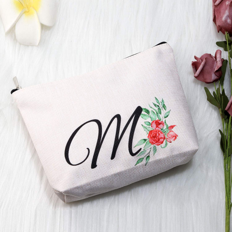 [Australia] - PXTIDY Be Your Own Kind of Beautiful Inspirational Makeup Bag 26 Letters Initial Personalized Travel Waterproof Toiletry Bag Cosmetic Bag Pencil Pouch Gifts (M) M 