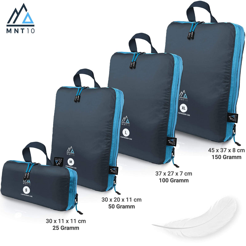 [Australia] - MNT10 Packing bags with compression S, M, L, XL, blue, packing cube with loop as suitcase organiser, lightweight compression bag for backpack, blue, XL 