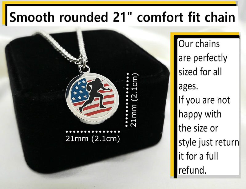 [Australia] - Pendant Sports Athletes Necklace Solid Stainless Steel with Inspiring Quote Beautifully Engraved on The Back. Available in Baseball Basketball Football Soccer Hockey. Football - Hand Painted 