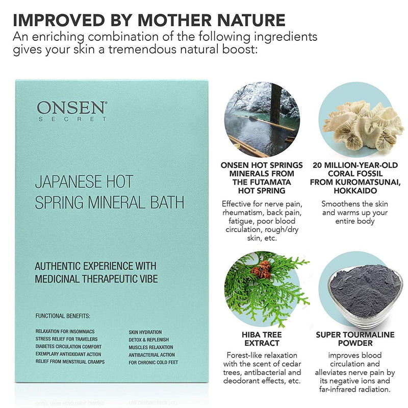 [Australia] - Onsen Japanese Hot-Spring Bath Minerals A Perfect Way to Hydrate and Soothe Your Body Soak in Green Bamboo Extract, Pagoda Tree Flower Enzymes, and More, Unwind, Relaxation, Improve Sleep (1 Count) 1 Count (Pack of 1) 
