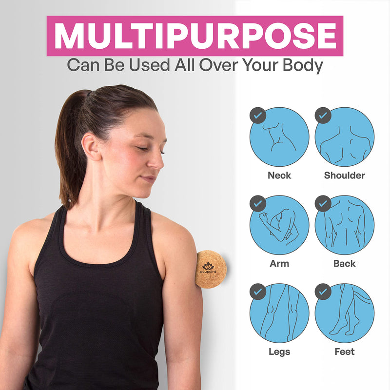 [Australia] - Acupoint Physical Therapy Massage Balls - Ideal for: Yoga, Deep Tissue Massage, Trigger Point Therapy and Self Myofascial Release Physical Therapy Equipment (Cork) Cork 