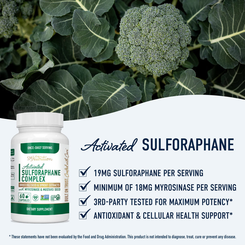 [Australia] - Sulforaphane Supplement 19mg Real Stabilized Sulforaphane | 405mg Complex | 125mg of Glucoraphanin & Myrosinase | from Broccoli Sprouts & Seed Extract | Antioxidant, Detoxification, Cellular Health 