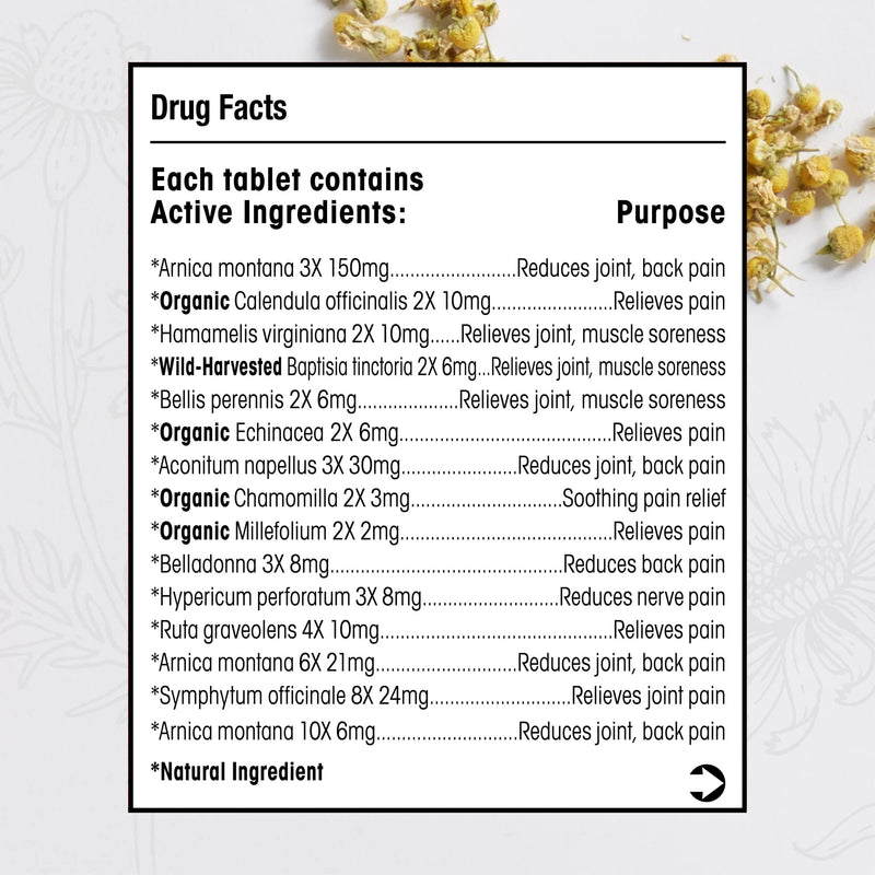 [Australia] - MediNatura T-Relief Pain Relief Arnica +12 Natural Pain Relieving Actives Help Reduce Back Pain, Joint Soreness, Muscle Aches & Stiffness for Women & Men - Fast-Acting Gluten-Free - 100 Tablets 100 Count (Pack of 1) 