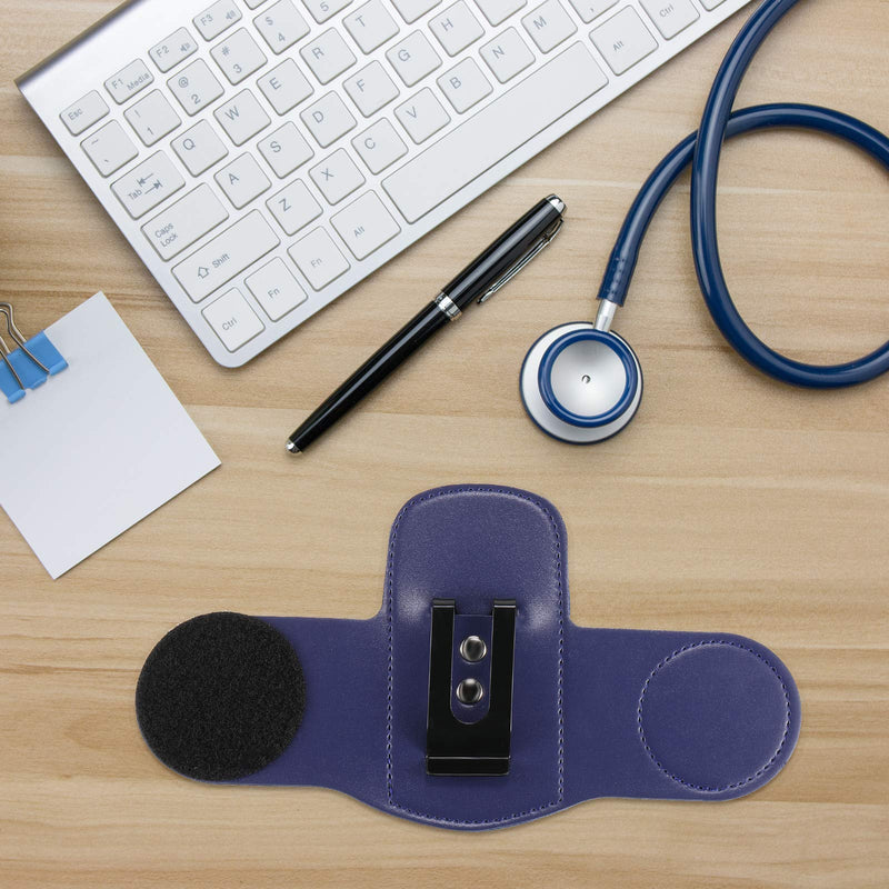 [Australia] - Artificial Leather Stethoscope Holder Handmade Stethoscope Hip Holder with Clip to Protect from Neck Carrying or Loss for Holding Your Stethoscope (Blue,1 Piece) 