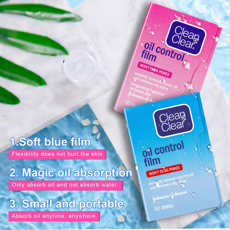 [Australia] - Beauty Kate Oil absorbing oil Blotting Paper Same Series with Clean & Clear Oil Absorbing Facial Sheets, 60 sheets Blue + 50 sheets Pink 