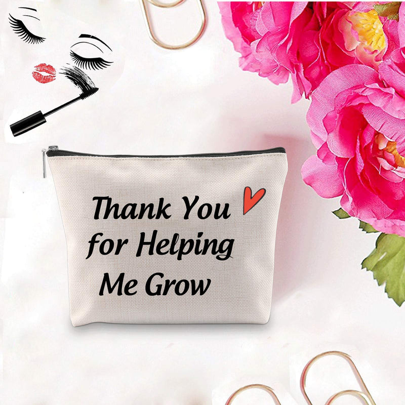 [Australia] - PXTIDY Babysitter Makeup Bag Thank You for Helping Me Grow Nanny Makeup Bag Best Babysitter Ever Thank You Cosmetic Bag Mentor Gift Daycare Provider Gifts(beige) beige 