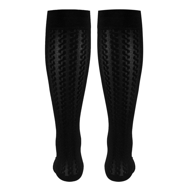 [Australia] - Truform Compression Socks, 15-20 mmHg, Women's Dress Socks, Knee High Over Calf Length, Black Cable Knit, X-Large X-Large (1 Pair) 