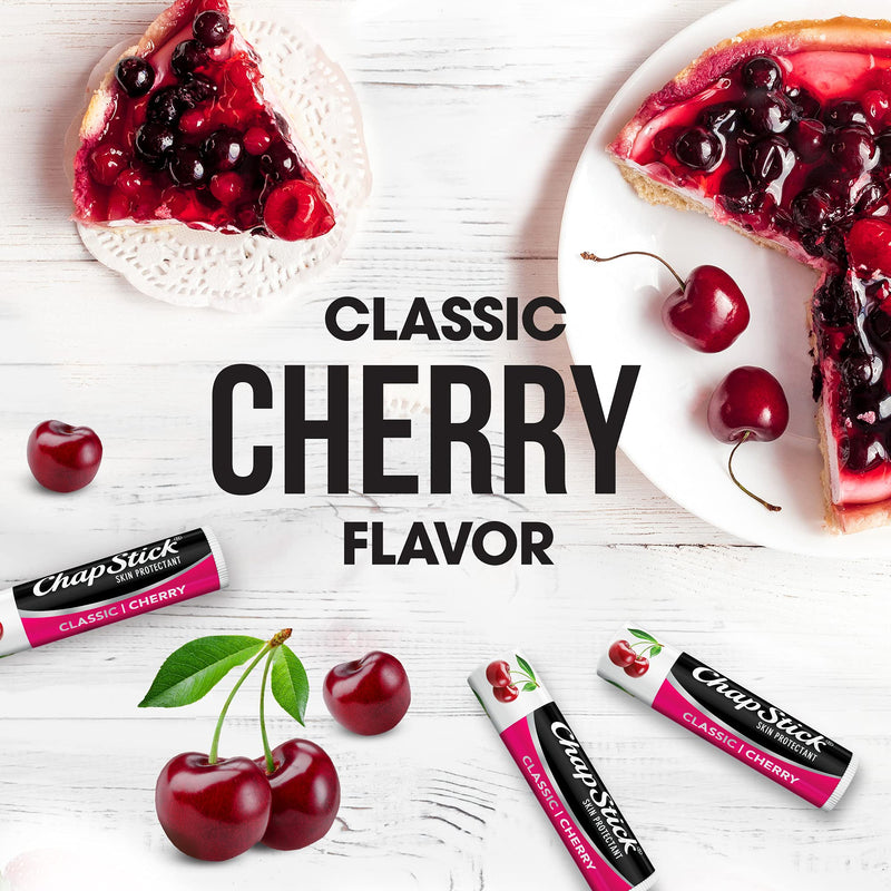 [Australia] - ChapStick Classic Cherry Lip Balm Tube, Flavored Lip Balm for Lip Care on Chafed, Chapped or Cracked Lips, Cherry, Red, 0.15 Oz (Pack of 3) 3 Pack OLD 