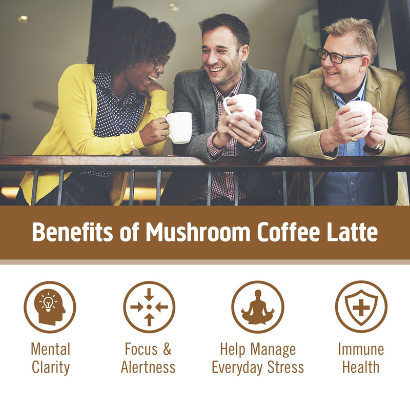 [Australia] - Om Mushroom Superfood Coffee Latte Blend Mushroom Powder, Single Serve, 10 Count, Lion's Mane, Cordyceps, Reishi, Chaga, Energy & Mental Clarity Support Supplement 10 Servings 