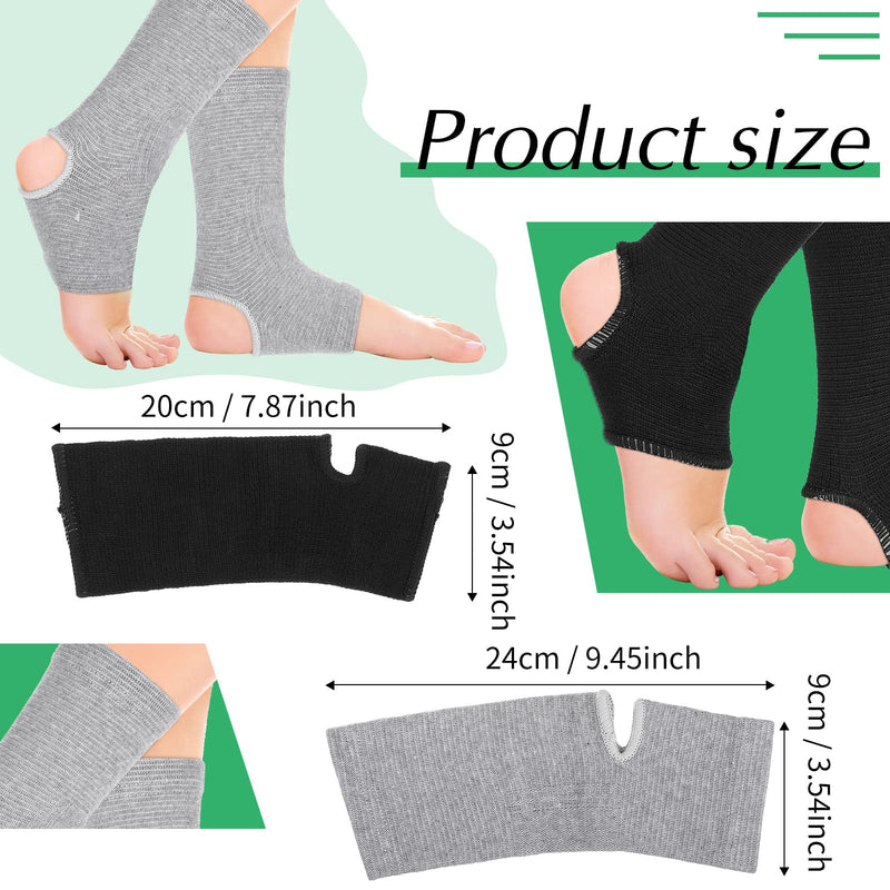[Australia] - 2 Pairs Ankle Compression Sleeve Open Heel Ankle Sleeve Elastic Light Ankle Support Sleeve Breathable Ankle Wraps Polyester Black Heels with Ankle Support Joint Support for Women Men, Black and Grey 