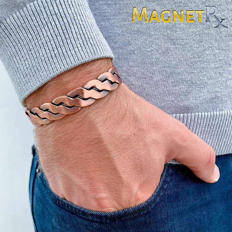 [Australia] - MagnetRX® Pure Copper Magnetic Bracelet - Magnetic Copper Bracelets for Men - Adjustable Cuff + Gift Box (Copper | Medium - Large) 