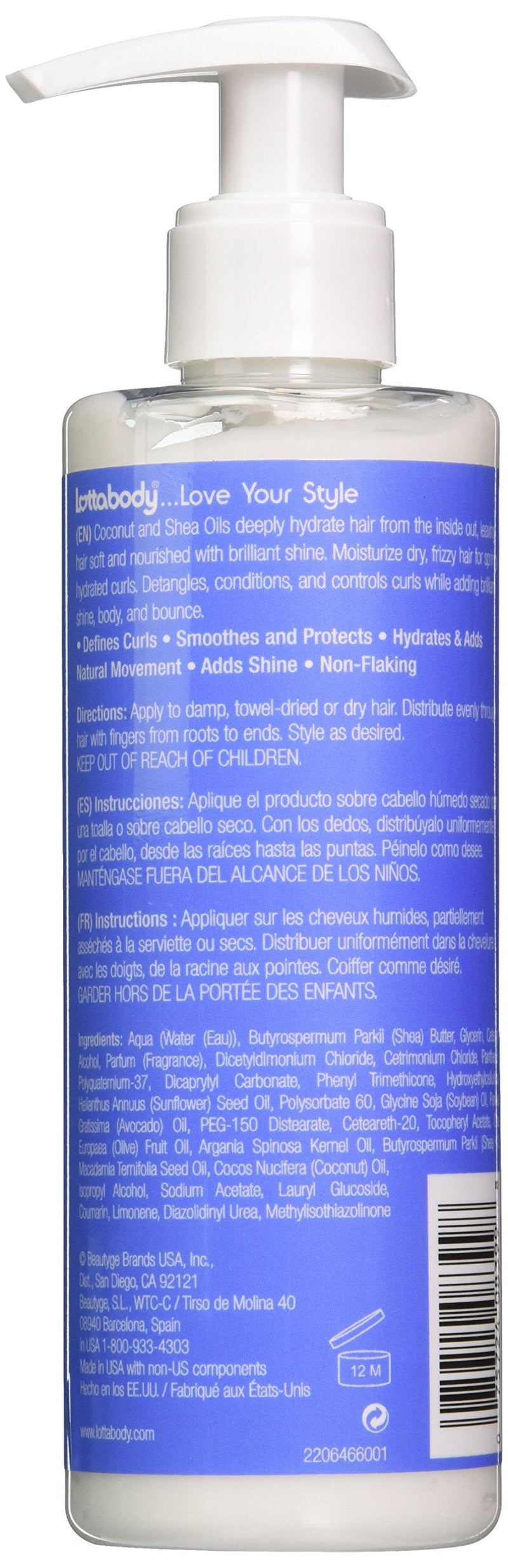 [Australia] - Coconut Oil and Shea Moisturize Me Curl & Style Milk by Lotta Body, Defines Curls, Anti Frizz, Adds Moisture & Shine 8 Fl Oz 