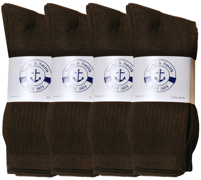 [Australia] - Yacht & Smith Men's Diabetic Neuropathy Edema Socks, Cotton Crew, Ankle Medical Sock 12 Pairs Mens Brown One Size 