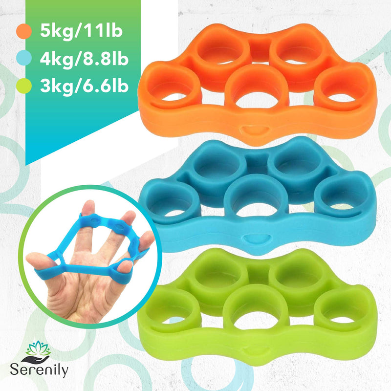 [Australia] - Serenily Hand Grip Strength Trainer - Finger Exerciser for Forearm Workout. 6 Pack Hand Grip Strengthener, Finger Stretcher for Carpal Tunnel, Arthritis, Wrist Pain, Physical Therapy & Stress Relief 