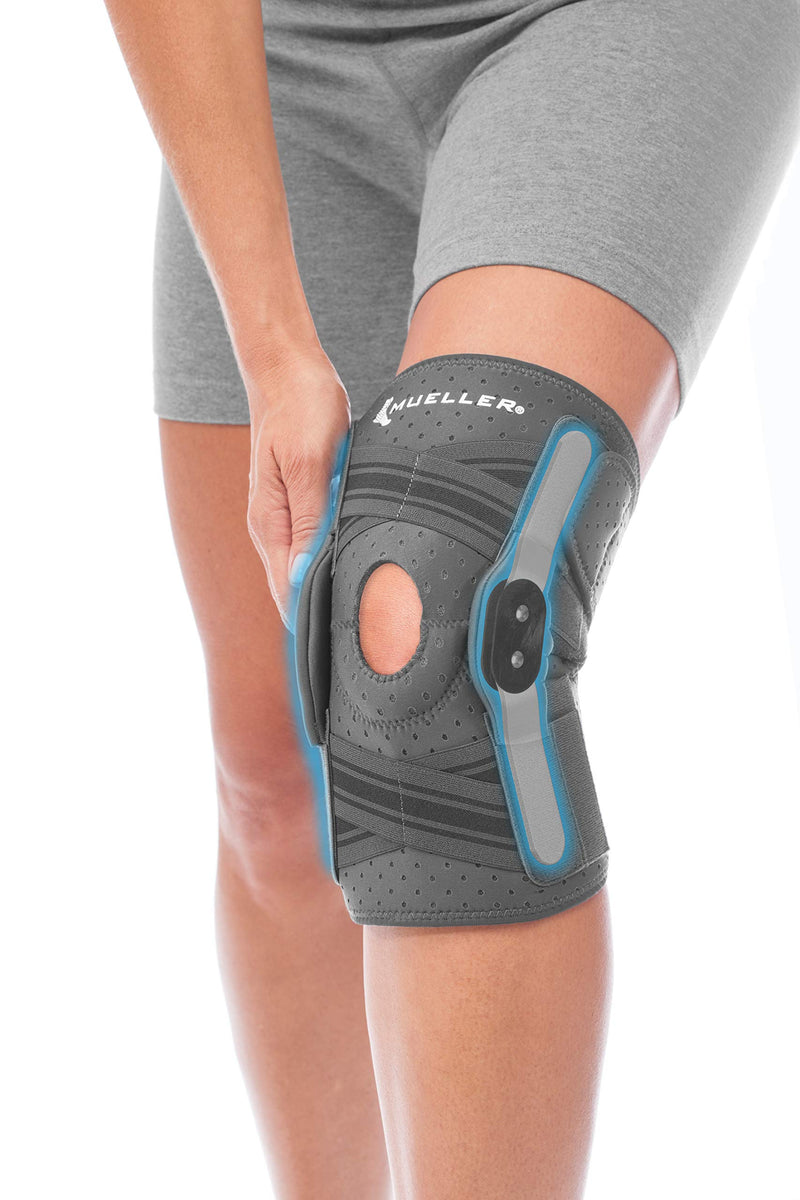[Australia] - Mueller Sports Medicine Comfort Plus Self-Adjusting Hinged Knee Brace, For Men and Women, Gray, One Size 