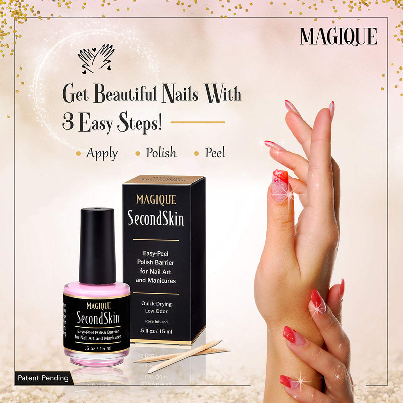 [Australia] - Simply Peel Liquid Latex for Nails - Nail Polish Protector for Fingers - Nail Peel Off Liquid Tape - Peel Away Liquid Nail Tape - Nail Polish Guard - Nail Latex Peel Off - Magique SecondSkin 0.5 Fl Oz 0.51 Fl Oz (Pack of 1) 