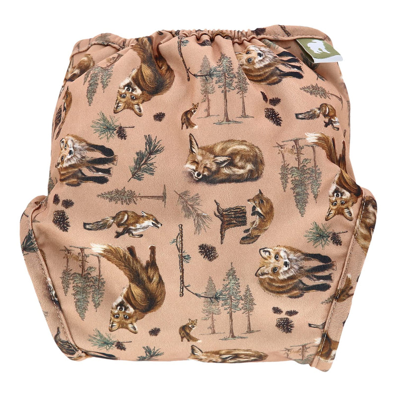 [Australia] - LittleLamb Reusable Nappy Wrap, Ideal Cover for Swim Nappies or Regular Baby Nappies, Stretchy and Breathable, Washable, Excellent Containment, Size Newborn, Bushy Tails Pattern 