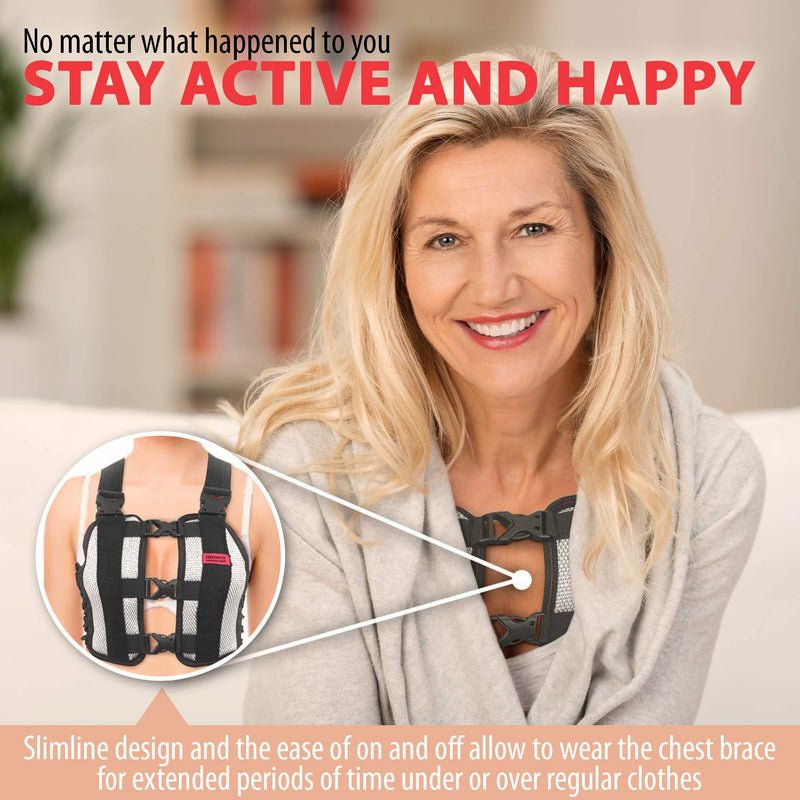 [Australia] - ORTONYX Sternum and Thorax Support Chest Brace / ACHB5255-L Large (Pack of 1) Black/Gray 