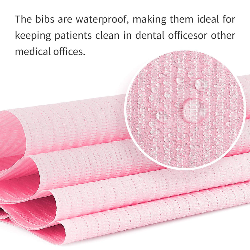 [Australia] - Annhua 125 PCS Disposable Dental Bids, Waterproof Scarf Towel for Tattoo, Clinic Use, Feeding (Pink) Pink 