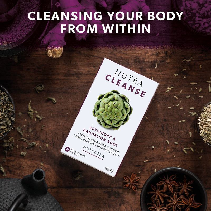[Australia] - NUTRACLEANSE - Detox Tea | Cleanse Tea - Helps Relieve Constipation & Encourage Digestion - Includes Dandelion Root, Artichoke & Milk Thistle - 20 Enveloped Tea Bags - by Nutra Tea - Herbal Tea 20 Count (Pack of 1) 