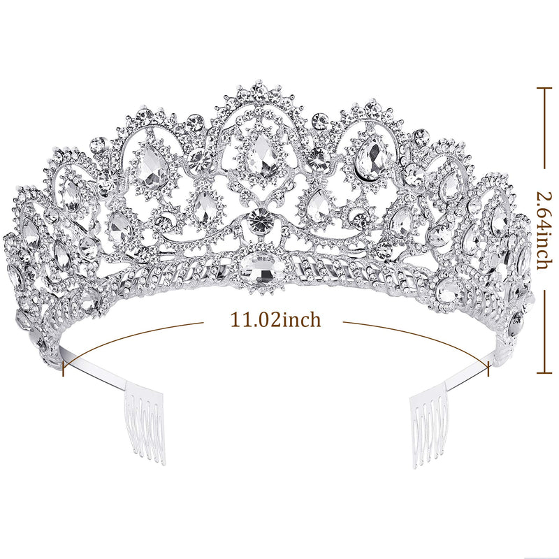 [Australia] - BABEYOND Wedding Crown Crystal Birthday Tiara Prom Pageant Quinceanera Crown Bridal Tiara Rhinestone Princess Tiara Headband with Comb Pin (Silver) Silver 