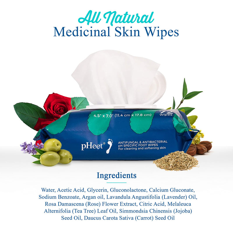 [Australia] - pH Select - pHeet Foot Wipes, Dry Feet Moisturizing Wipes, Foot Cleaner for Dirty Feet, Clean Wipes for Avoiding Foot Odor, Ideal for Cracked Heels and Flaky Skin, 72 Wipes 