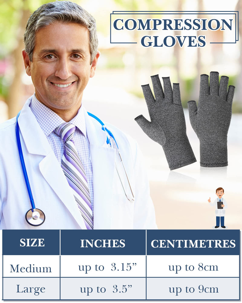 [Australia] - SATINIOR 5 Pairs Arthritis Compression Gloves Fingerless Compression Gloves Arthritis Gloves Joint Relief Gloves for Dailywork (Medium), Black, Gray, Beige, Pink, Purple Medium 