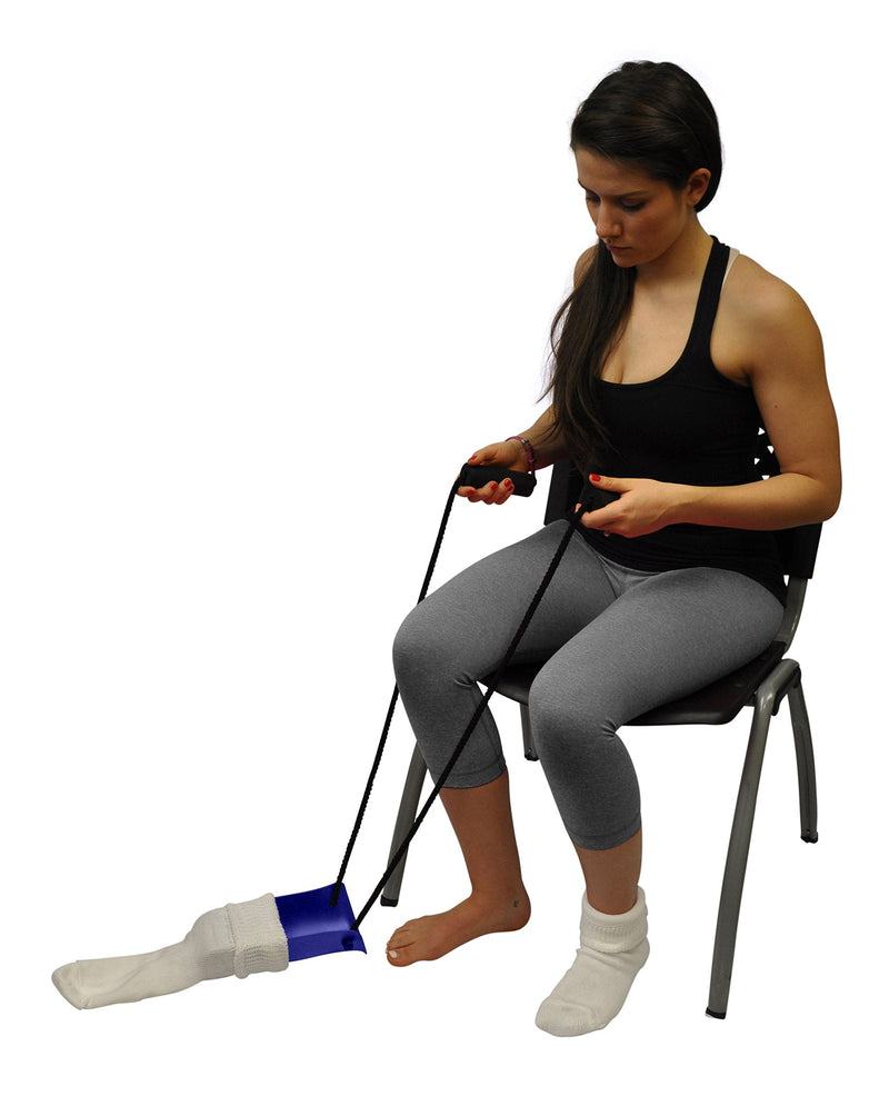 [Australia] - Sock Aid Formed w/Foam Handles Sock-On Formed Sock Aid, Molded Plastic Frame, Large Foam Handles, Easy to Grip, 33'' Long, Easy-On and Easy Off Socks Aid, Blue 