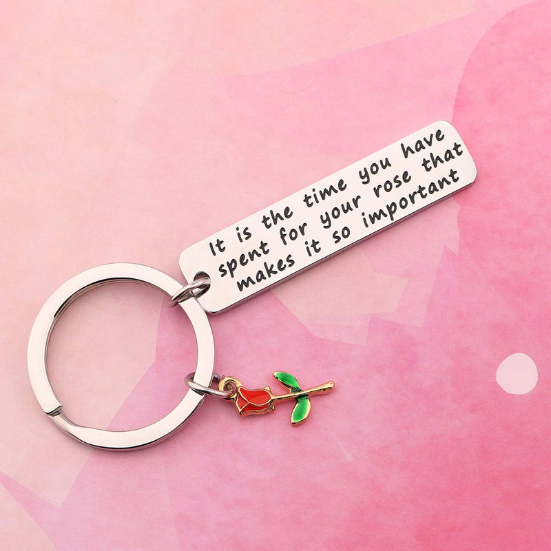 [Australia] - MYOSPARK The Little Prince Quote Keychain It is The Time You Spent On Your Rose That Makes Your Rose So Important for Boyfriend Husband 
