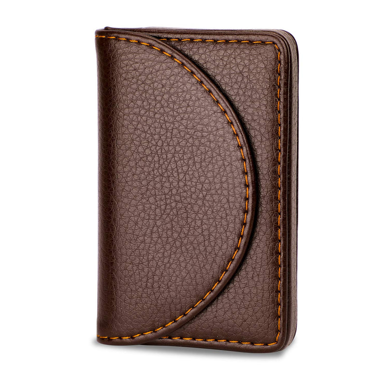 [Australia] - MaxGear Leather Business Card Holder Case for Men or Women Name Card Case Holder with Magnetic Shut Coffee, Holds 25 Business Cards A-Coffee 