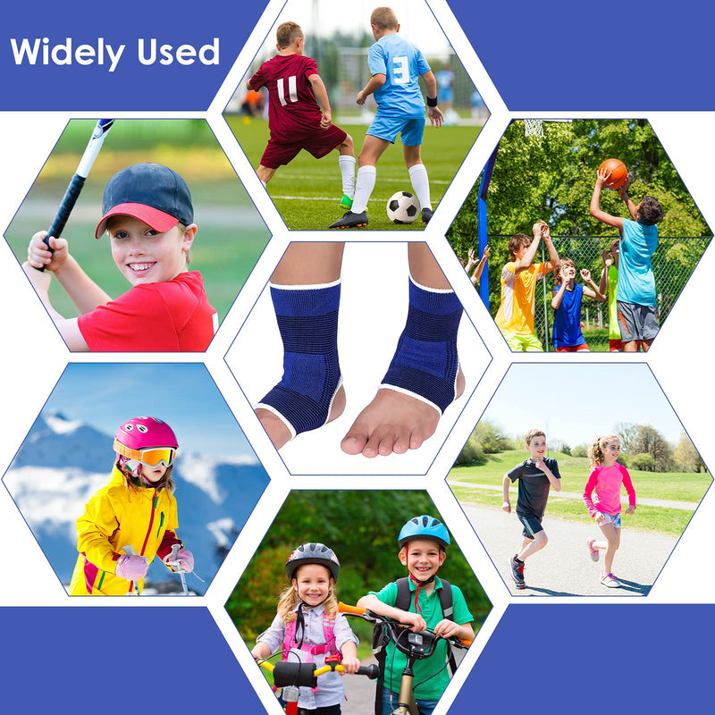 [Australia] - 4 Pieces/ 2 Pair Kids Ankle Support Compression Kid Ankle Brace Elastic Kids Compression Socks Knitted Ankle Support Brace Ankle Sleeve for Jogging Running Walking Fitness (10-15 Years, Dark Blue) 10-15 Years 