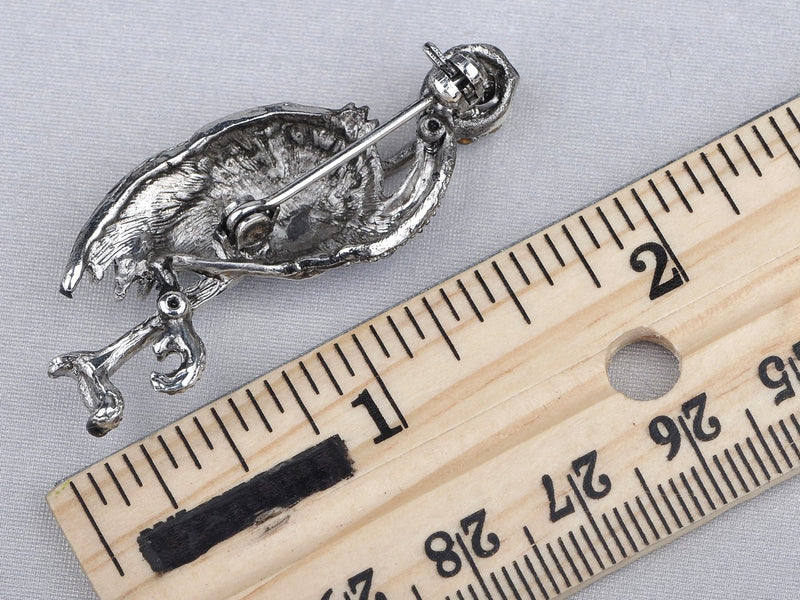 [Australia] - Alilang Standing Flamingo Bird Beak Crystal Rhinestone Bird Brooch Pin 