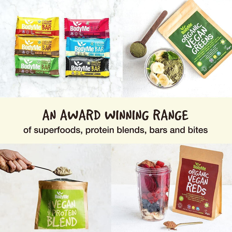 [Australia] - BodyMe Organic Vegan Reds Powder | 270g | Super Reds Blend | with Blueberry Cranberry Raspberry Rosehip Acai Beetroot Prebiotic Inulin Carob Chaga Mushroom Reishi Mushroom 