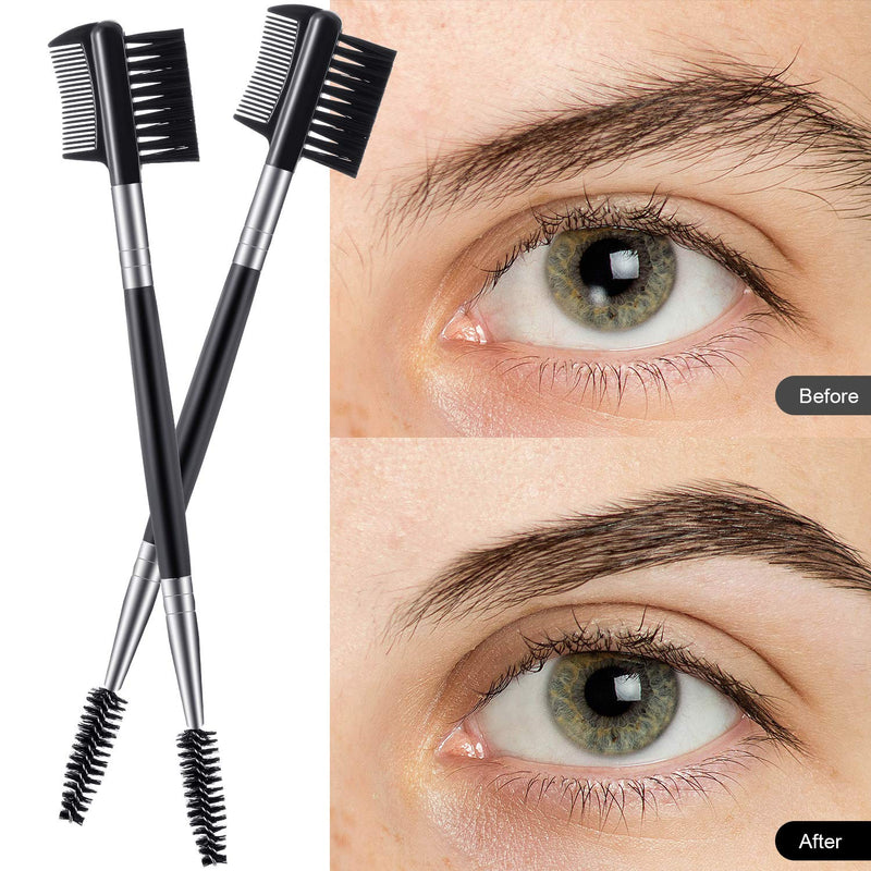 [Australia] - 3 Pieces Eyebrow Eyelash Shaper Eyelash Comb and Eyebrow Brush Dual Comb Eyebrow Brush Double Head Eyebrow Brush Eyebrow Eyelash Makeup Grooming Tool for Women Girls Cosmetic Travel (Black) Black 