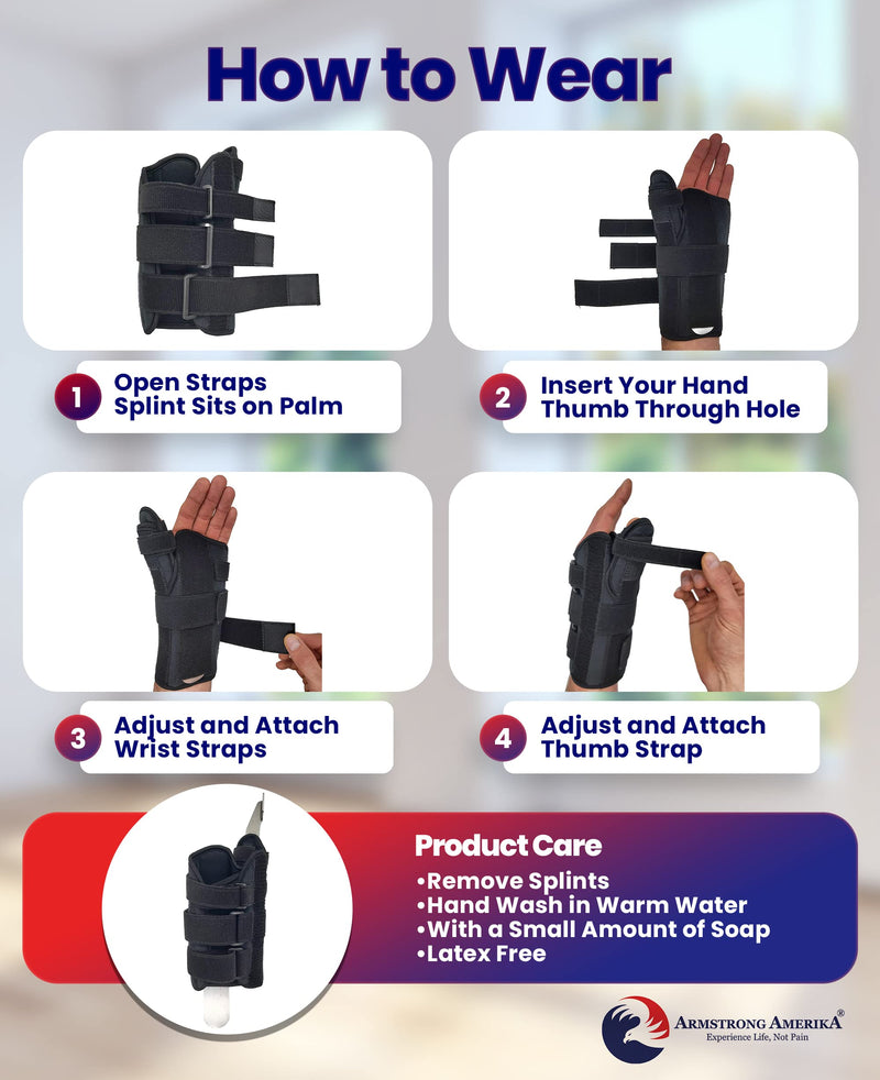 [Australia] - Thumb Spica Splint & Wrist Brace – Both a Wrist Splint and Thumb Splint to Support Sprains, Tendinosis, De Quervain's Tenosynovitis, Fractures or Trigger Thumb Hand Brace for Carpal Tunnel (Left S/M) Left Small/Medium (Pack of 1) 